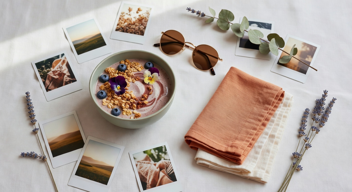 Aesthetic flatlay viral trend photography