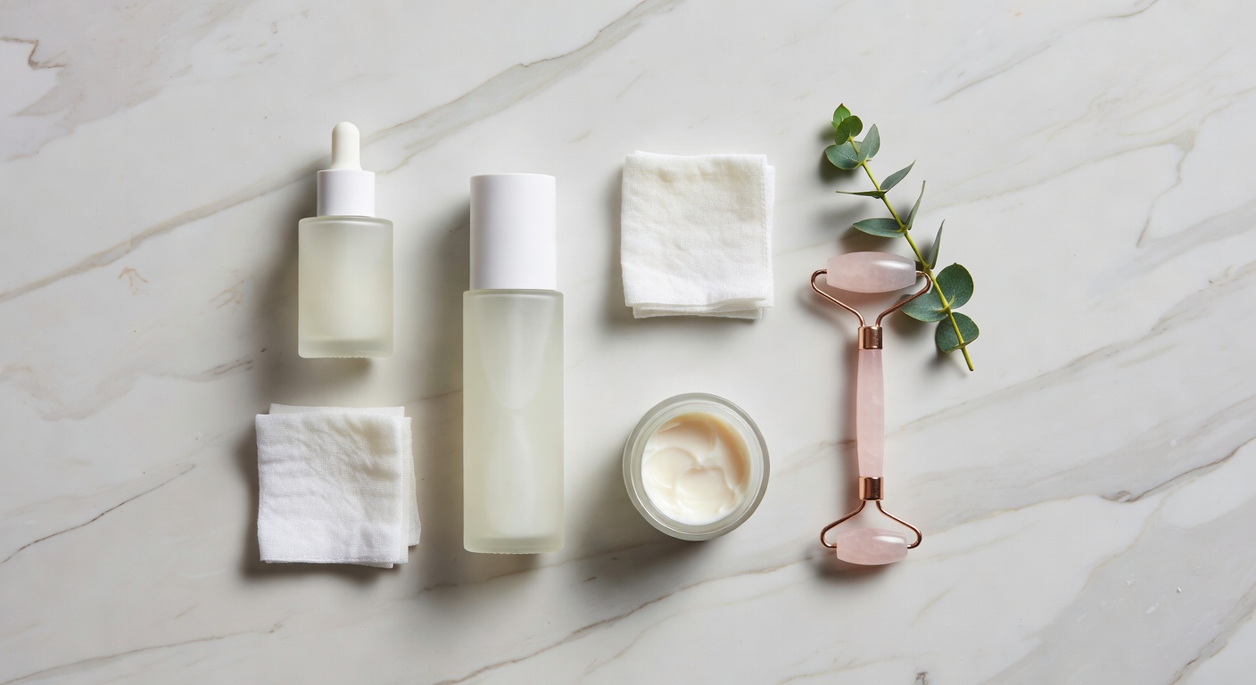 Aesthetic skincare beauty flatlay