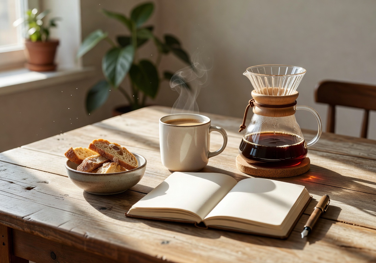 Coffee morning routine aesthetic slow living