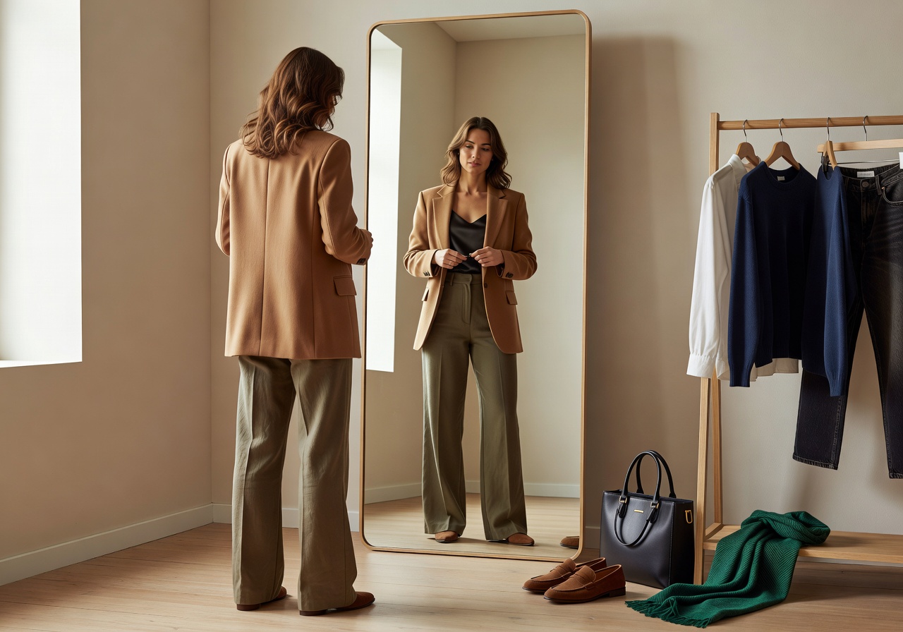 Aesthetic dressing area mirror styling