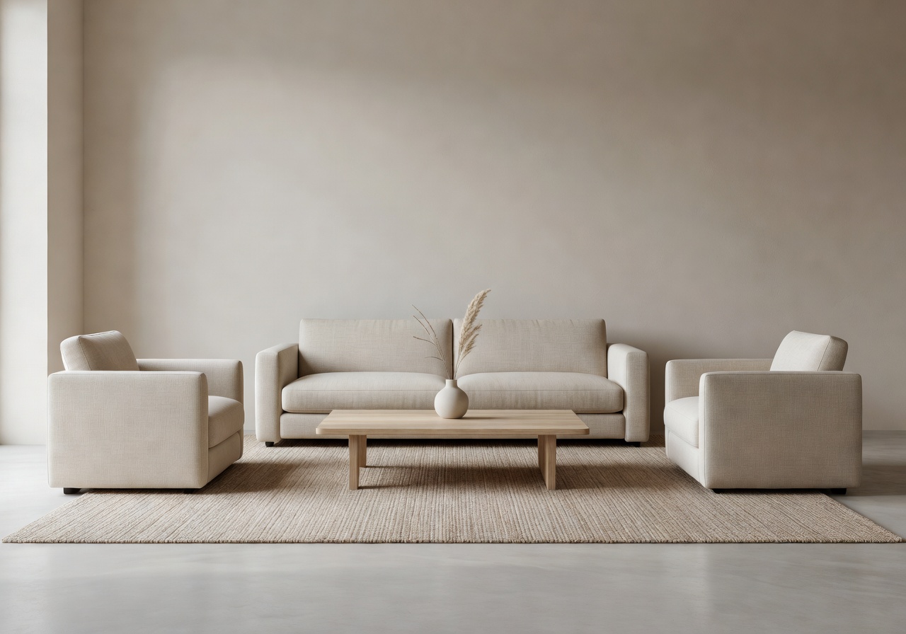 Minimal lounge area neutral colors living