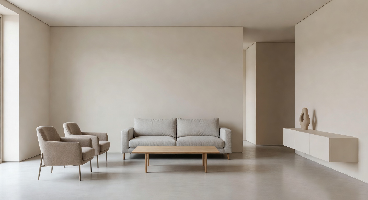 Minimal modern living room with neutral tones