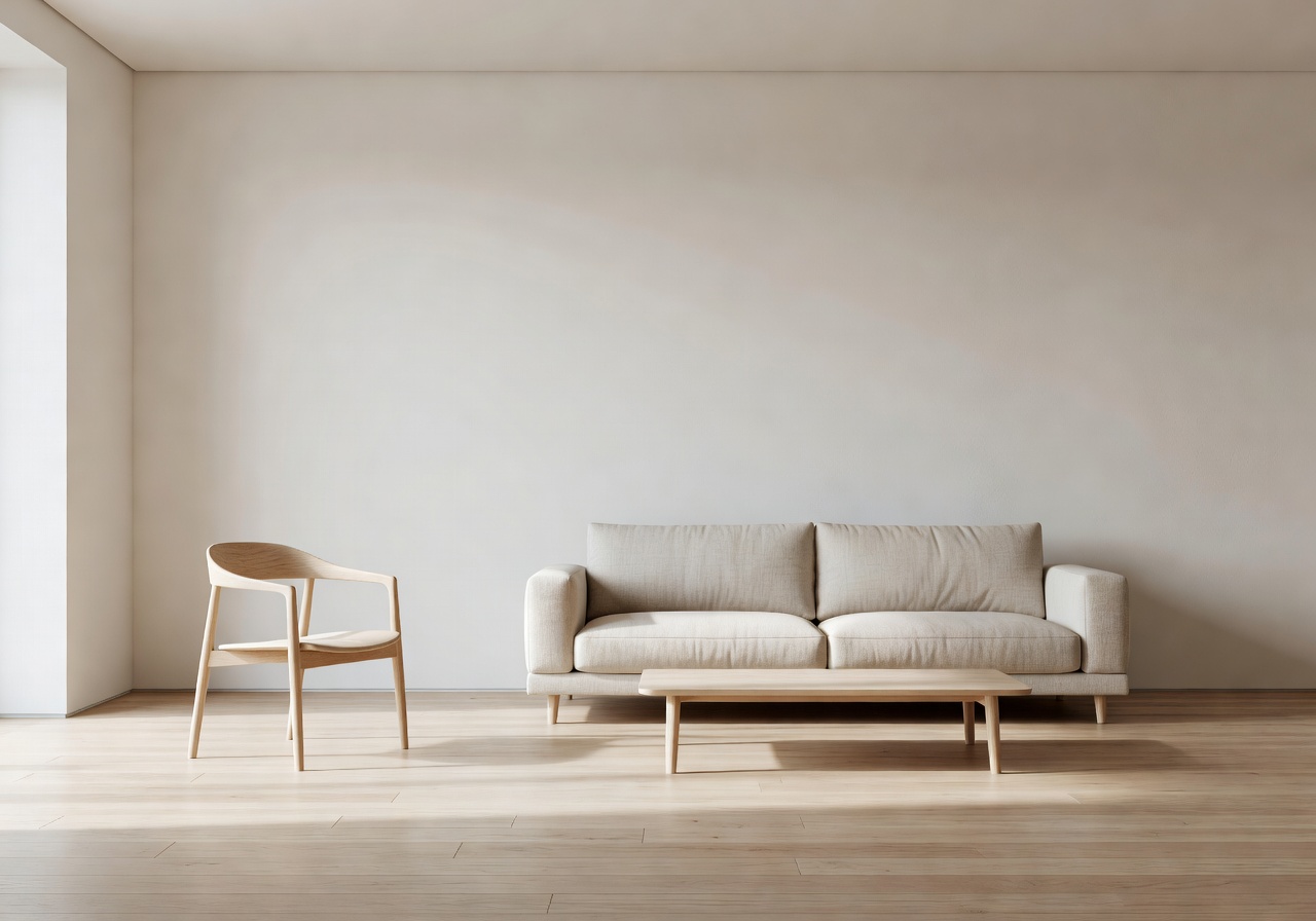 Minimalist living room with natural light