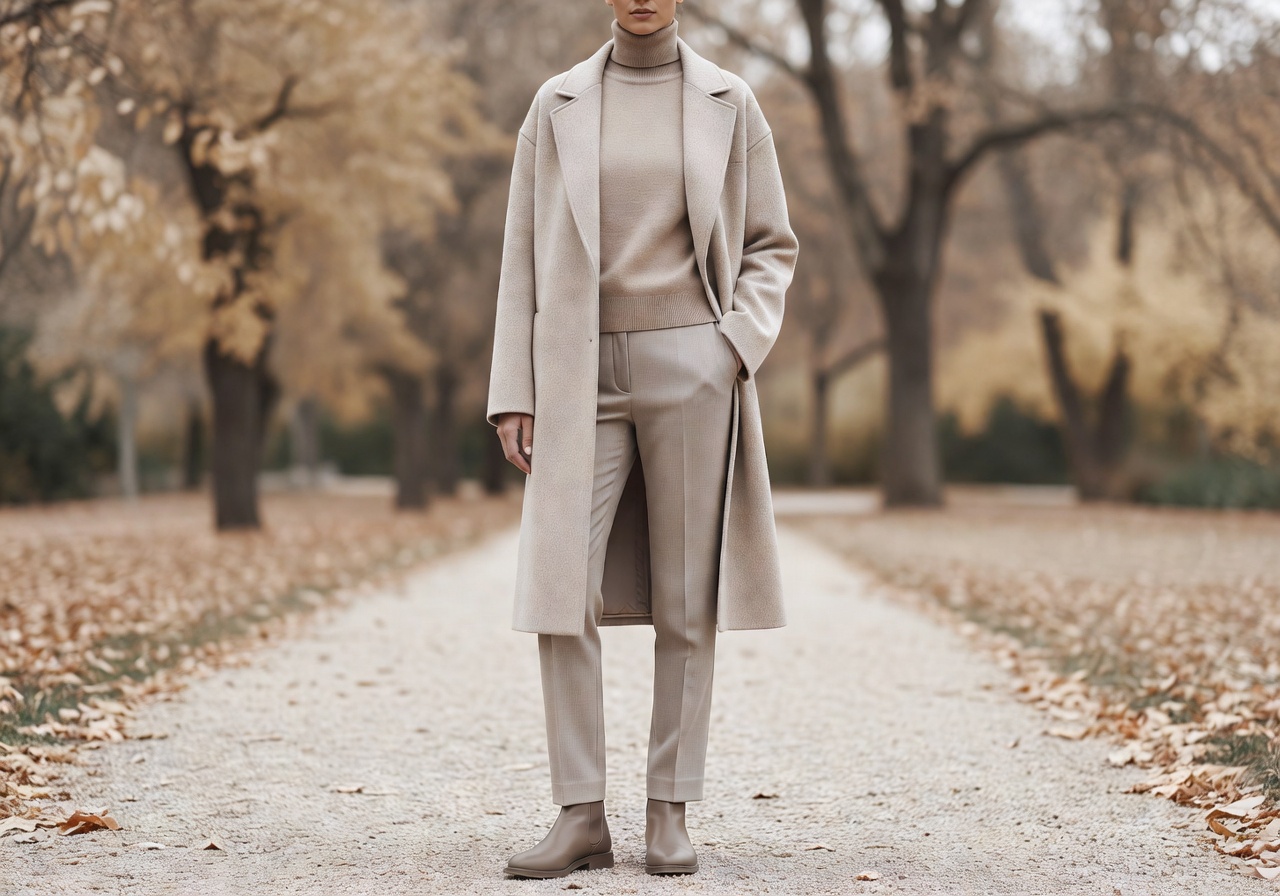 Seasonal fashion neutral tones autumn outfit palette