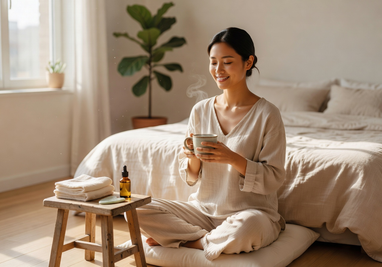 Wellness self-care morning routine
